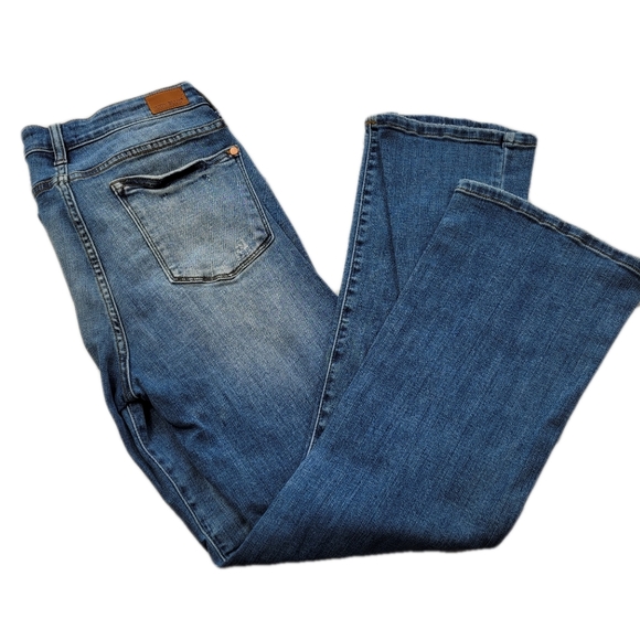 Medium Wash Distressed Bootcut Jeans 